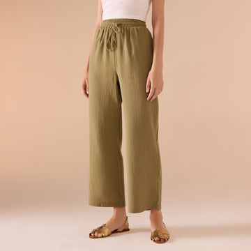 Cotton Elastic Waistband Pant - shopaleena