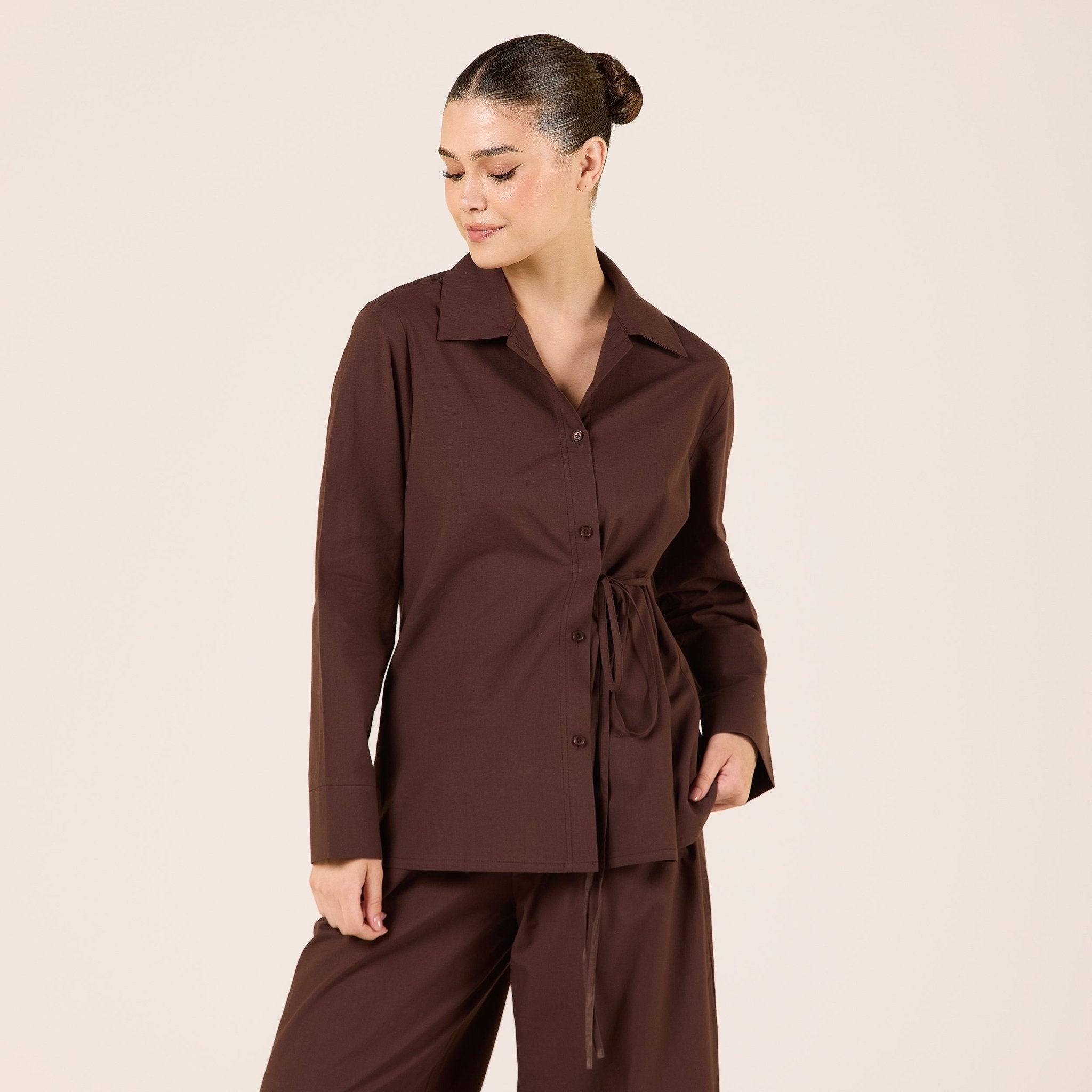 Cotton Floral Print Side Tie Shirt - shopaleena