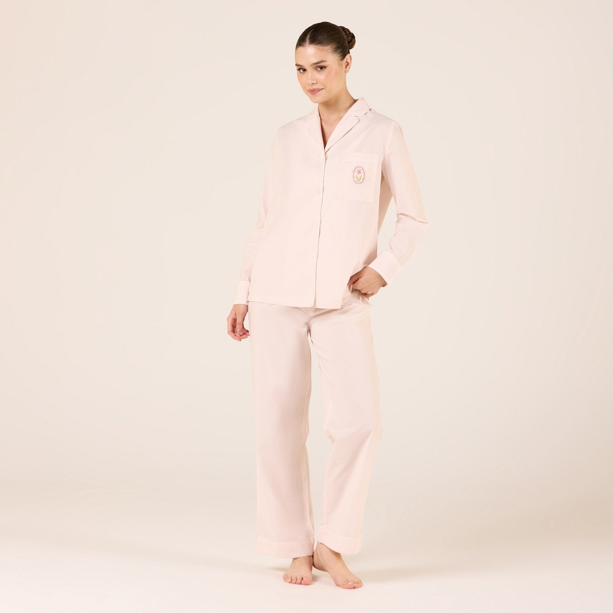 Cotton Notched Collar Shirt - shopaleena