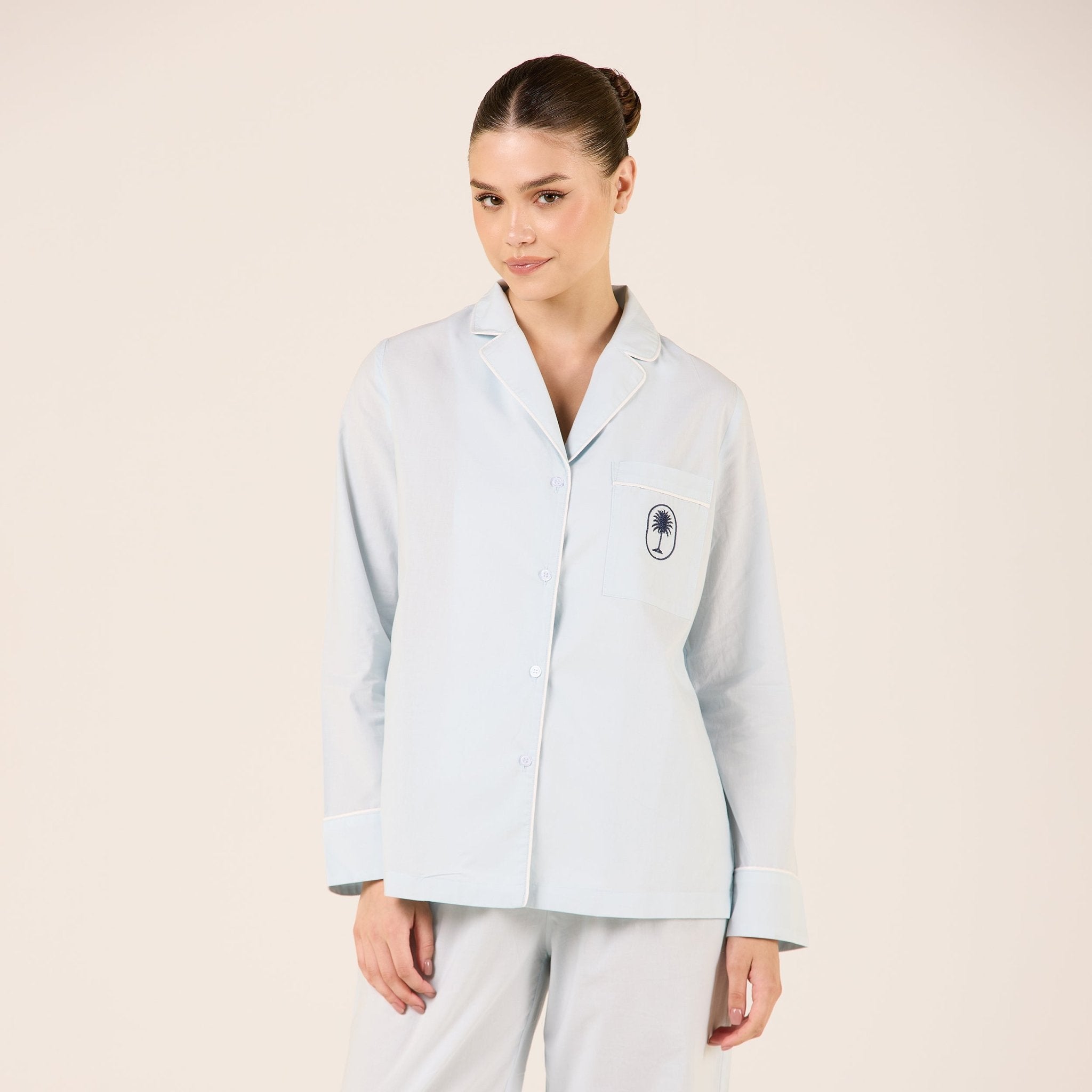 Cotton Notched Collar Shirt - shopaleena