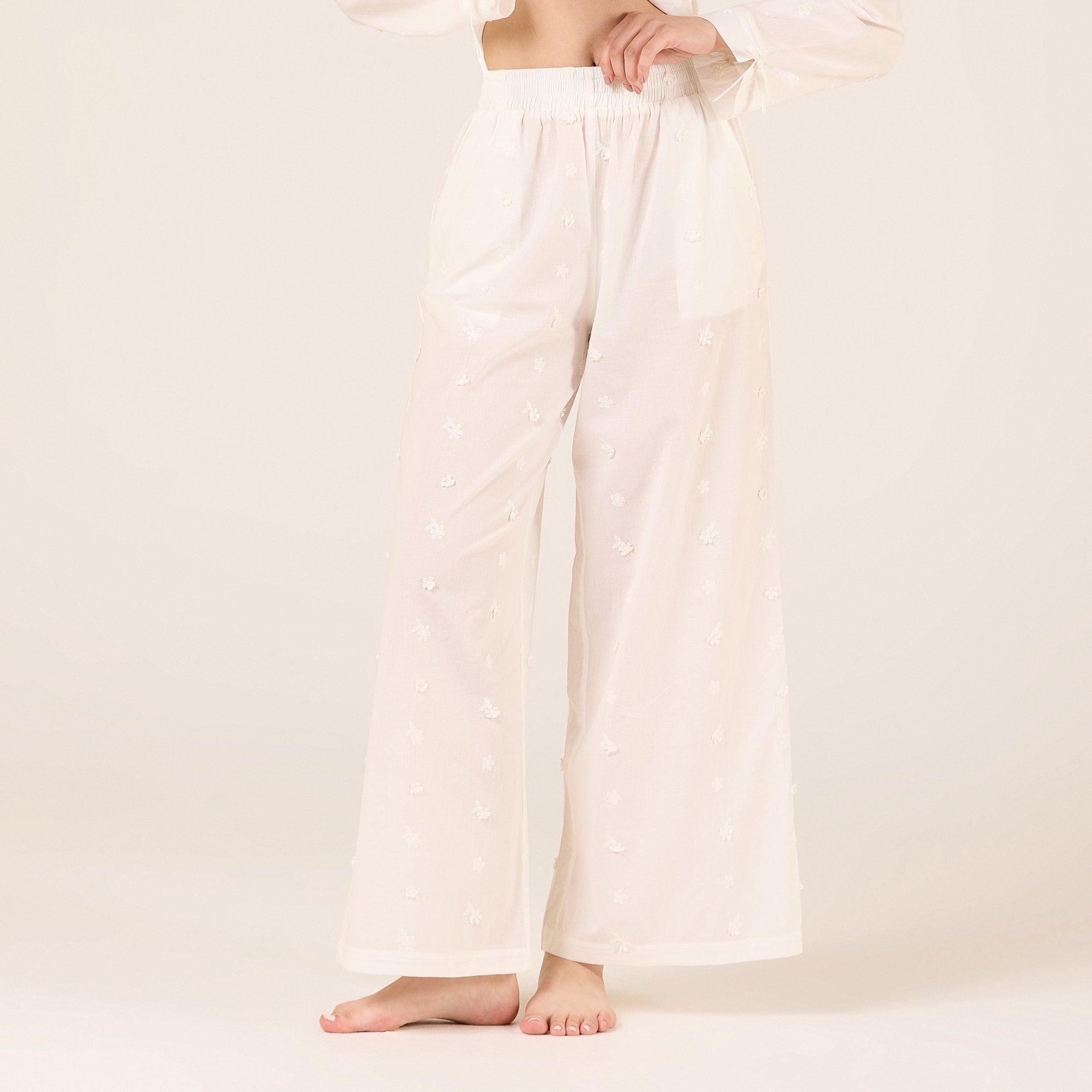 Cotton Pants with Elastic Waist - shopaleena