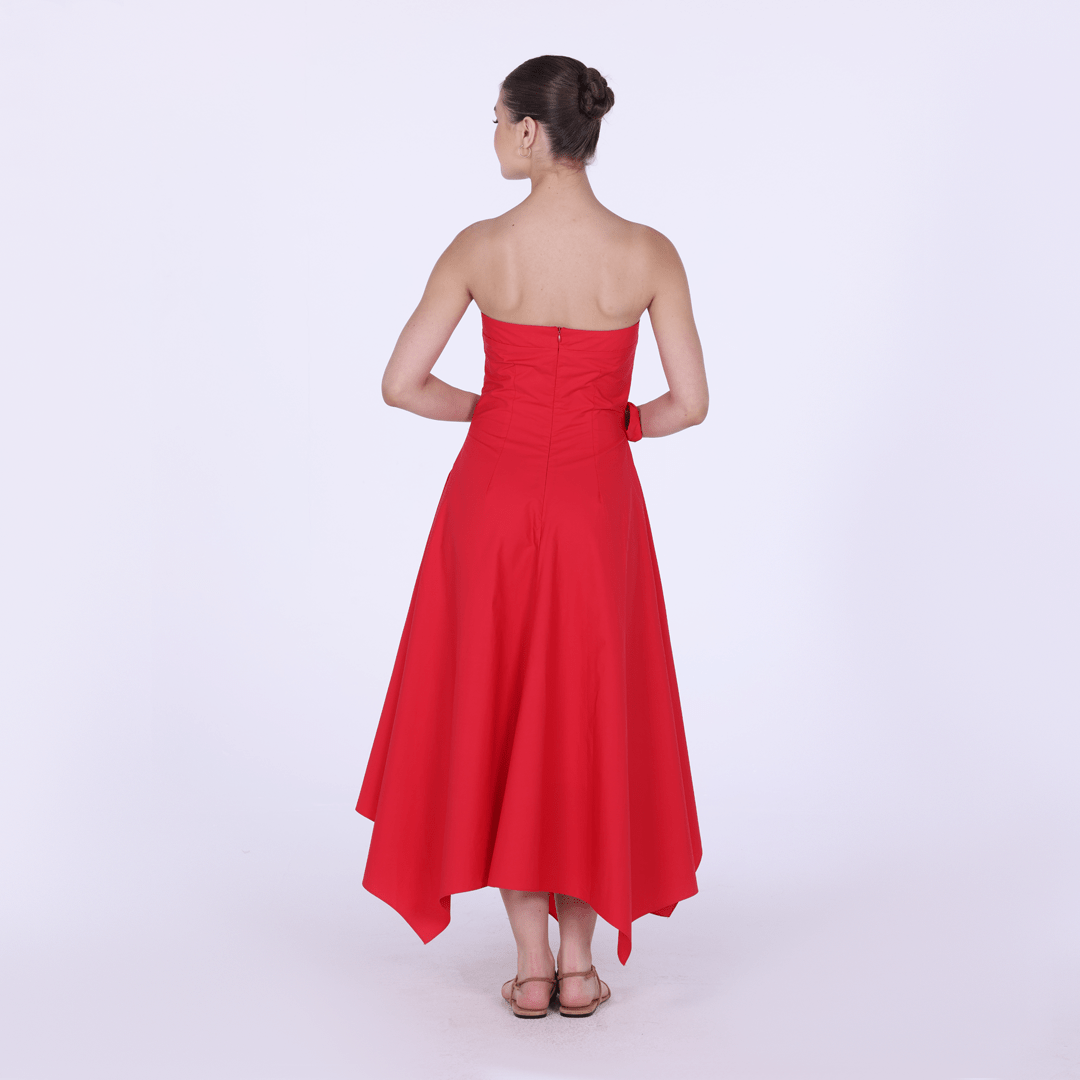 Cotton Poplin One - Shoulder Wrapped Midi Dress - shopaleena