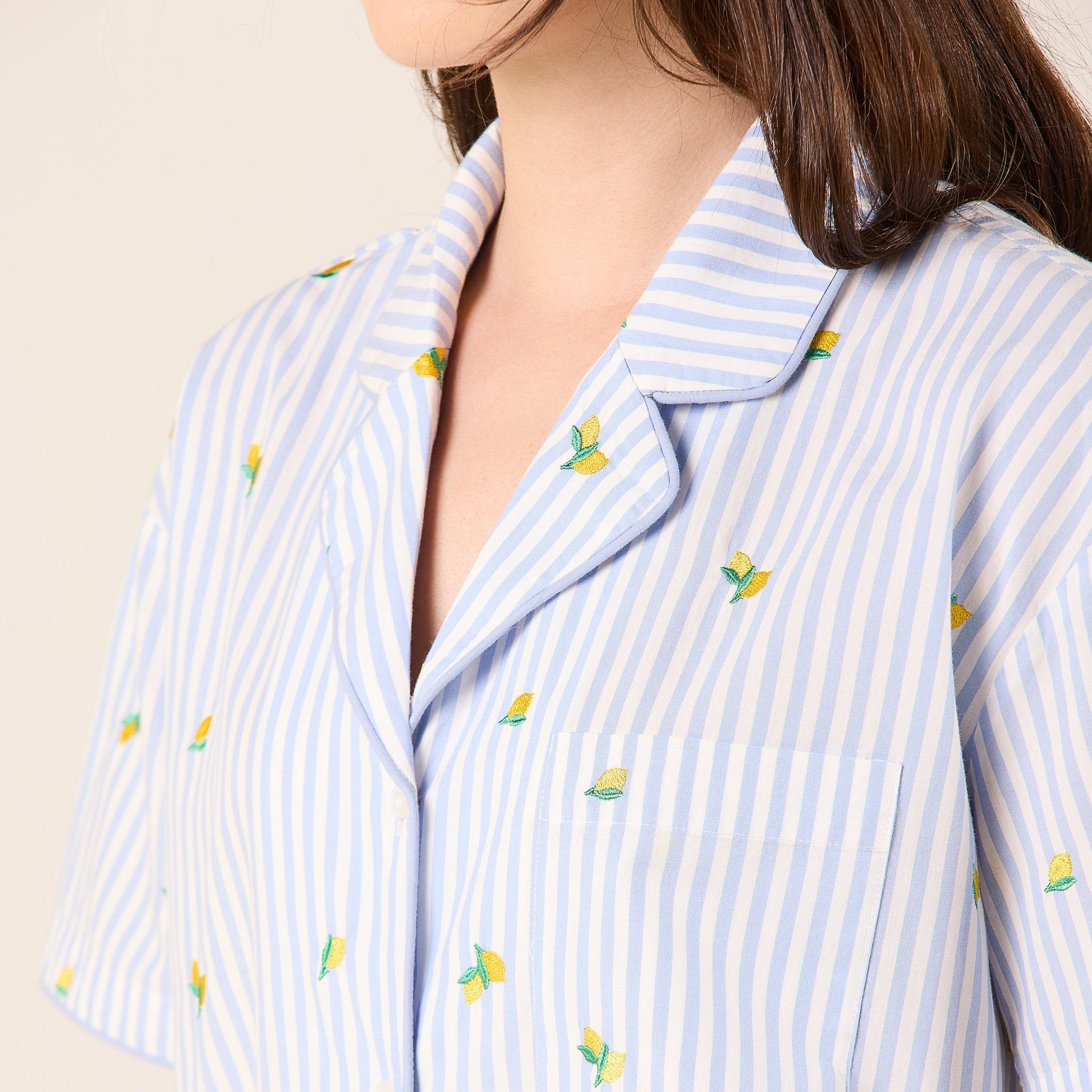 Cotton Poplin Stripe Shirt in Lemon - shopaleena