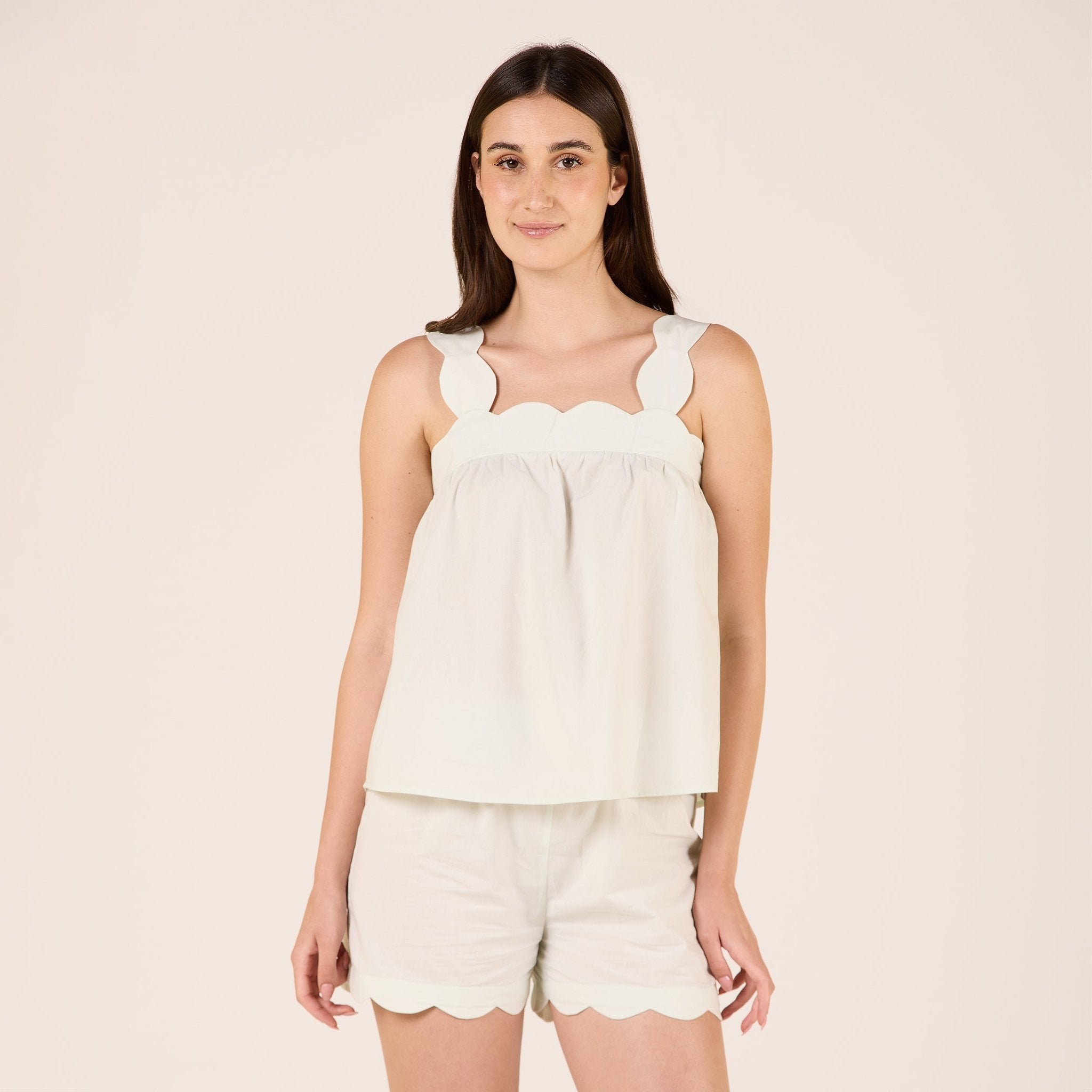 Cotton Scallop Edge Shorts - shopaleena