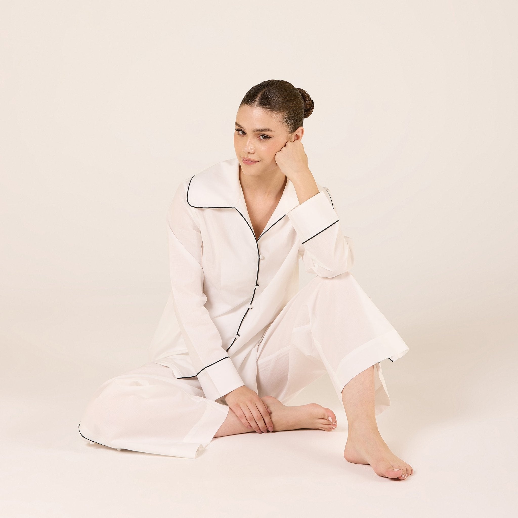 Cotton Side Button Elastic Waist Pants - shopaleena