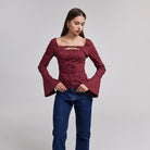Cotton Square Neck Long Sleeve Top - shopaleena