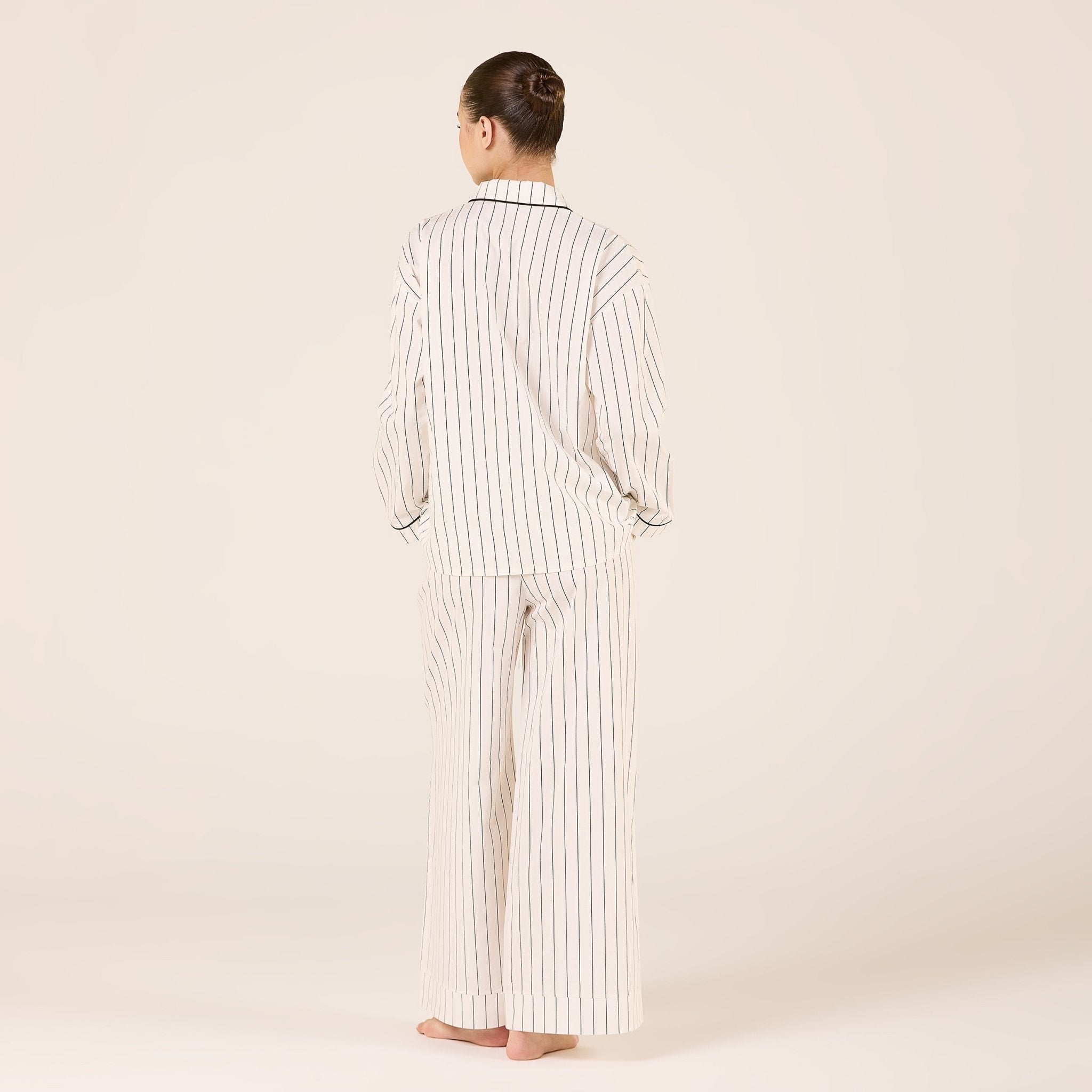 Cotton Stripe Elastic Waist Pants - shopaleena