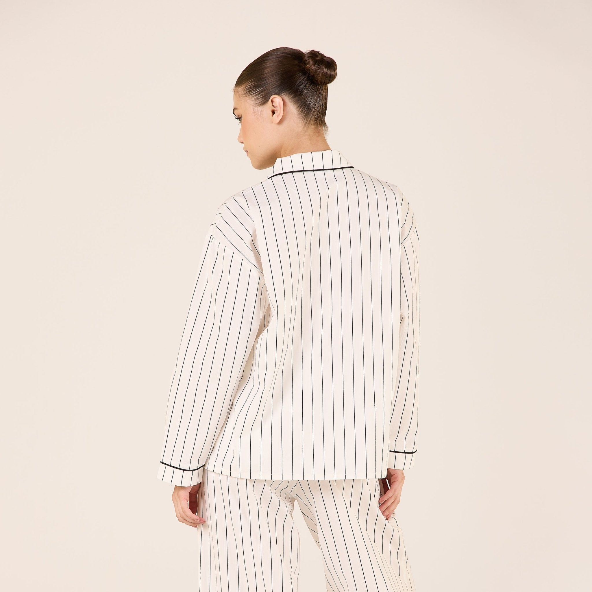 Cotton Stripe Shirt with Embroidered Pocket - shopaleena