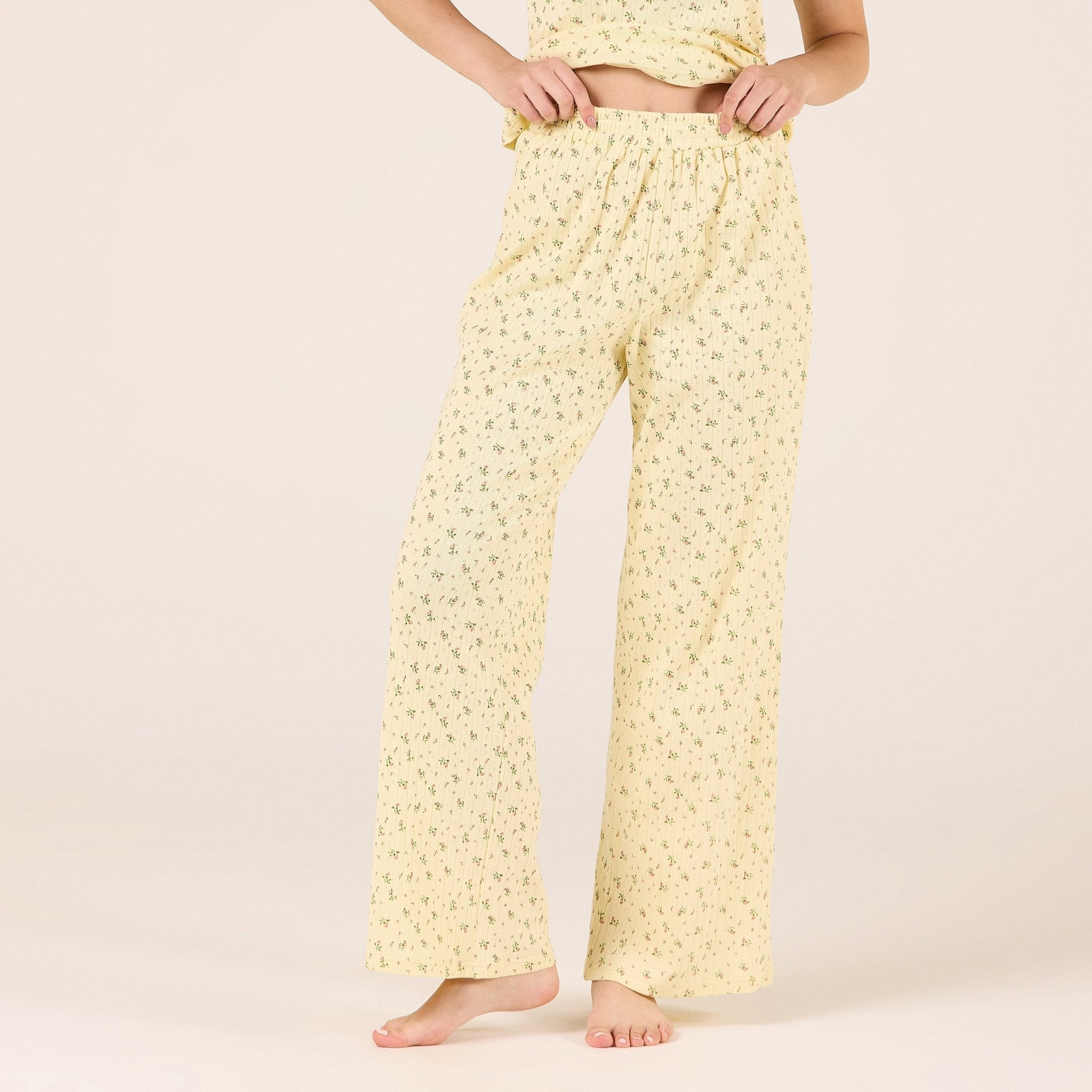 Cotton Wide Leg Pants with Elastic Waist - shopaleena