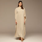 Cream Satin Cape Drape Kaftan - shopaleena