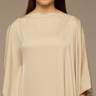 Cream Satin Cape Drape Kaftan - shopaleena