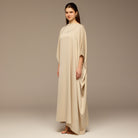 Cream Satin Cape Drape Kaftan - shopaleena