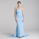Crepe and Taffeta Strapless Bow Gown - shopaleena