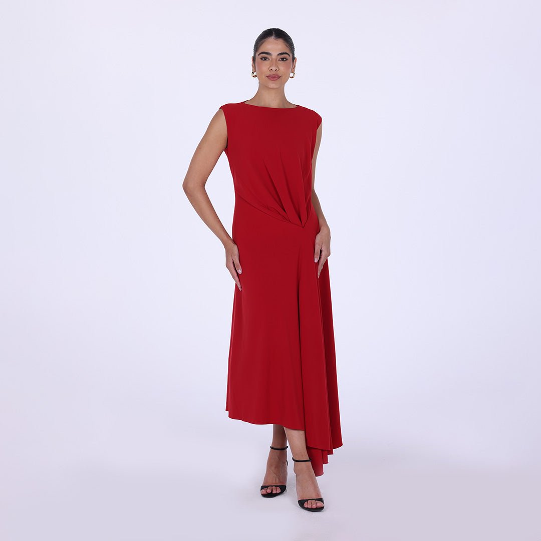 Crepe Asymmetric Cut Maxi dress - shopaleena