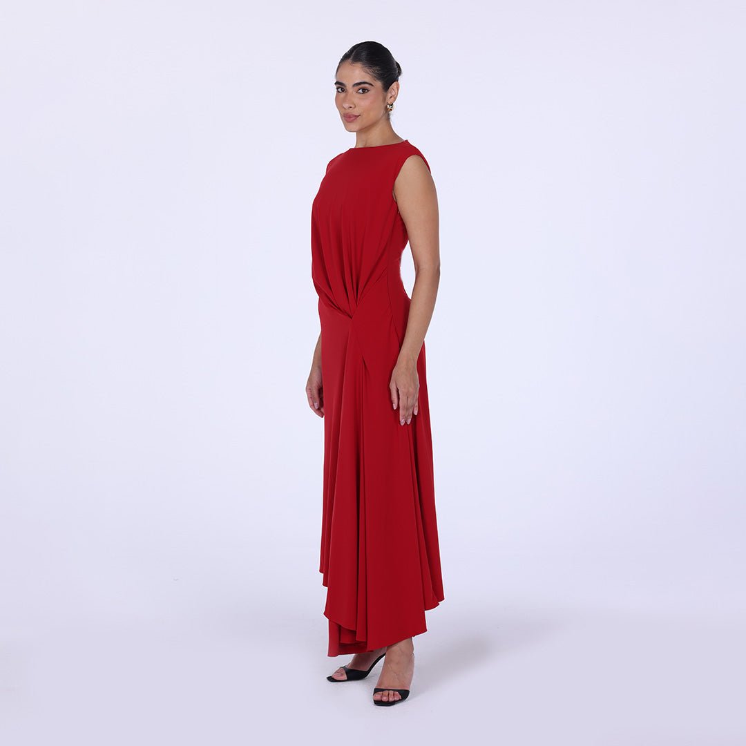 Crepe Asymmetric Cut Maxi dress - shopaleena