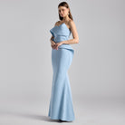 Crepe Gown with Peplum Drape - shopaleena