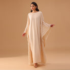 Crepe Kaftan with Lace Embellished Sleeves - shopaleena