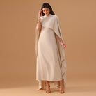 Crepe Kaftan with Satin Overlay - shopaleena