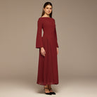 Crepe Maxi Dress with Side Pleated Panel - shopaleena