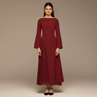 Crepe Maxi Dress with Side Pleated Panel - shopaleena