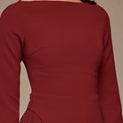 Crepe Maxi Dress with Side Pleated Panel - shopaleena