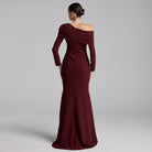 Crepe Off Shoulder Draped Maxi Dress - shopaleena