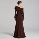 Crepe Off Shoulder Draped Maxi Dress - shopaleena