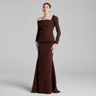 Crepe Off Shoulder Draped Maxi Dress - shopaleena
