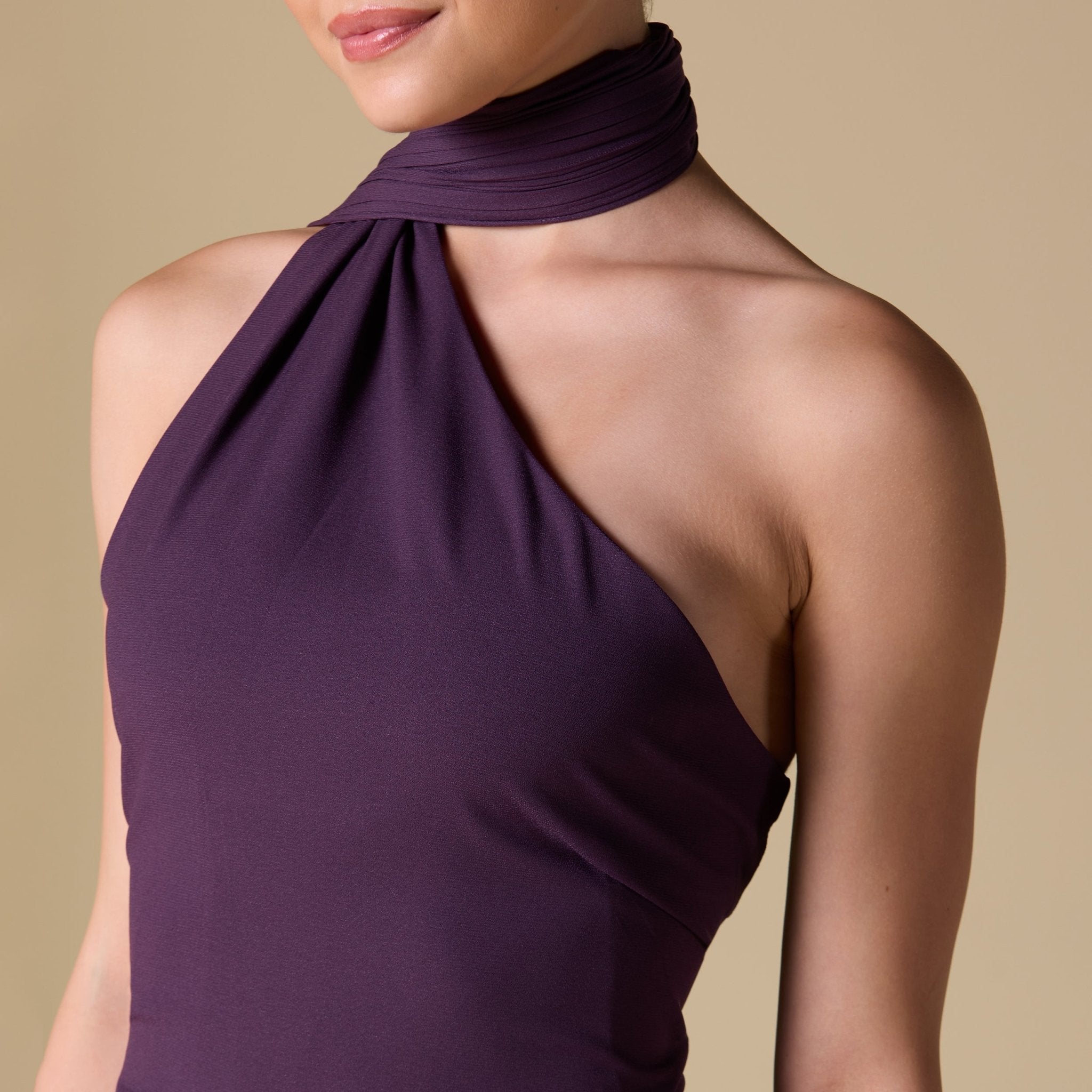 Crepe Pleated Scarf Maxi Dress - shopaleena