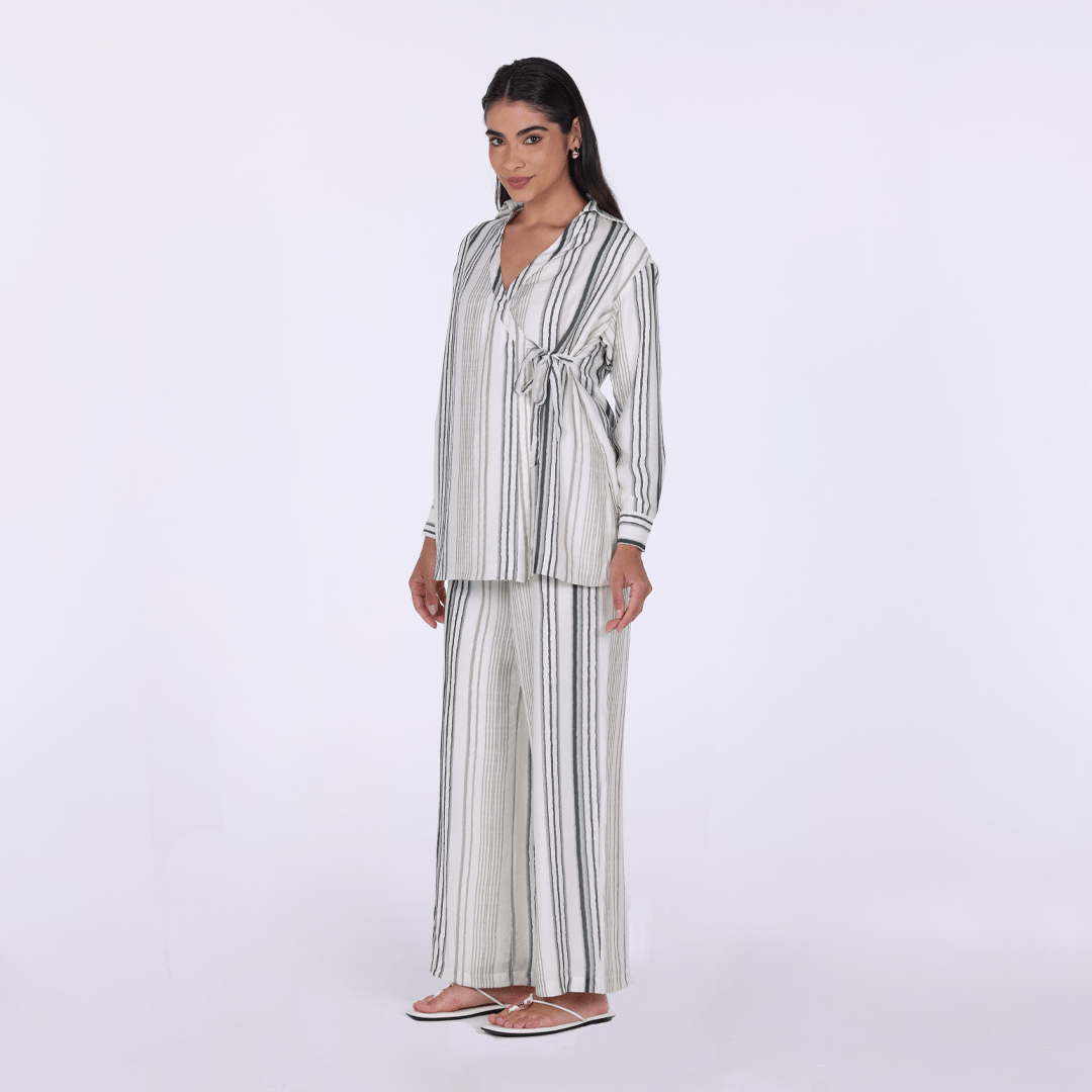 Crinkle Stripe Viscose Wide Leg Pants - shopaleena