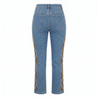 Dark Blue Embroidered Straight Leg Jeans - shopaleena
