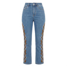 Dark Blue Embroidered Straight Leg Jeans - shopaleena