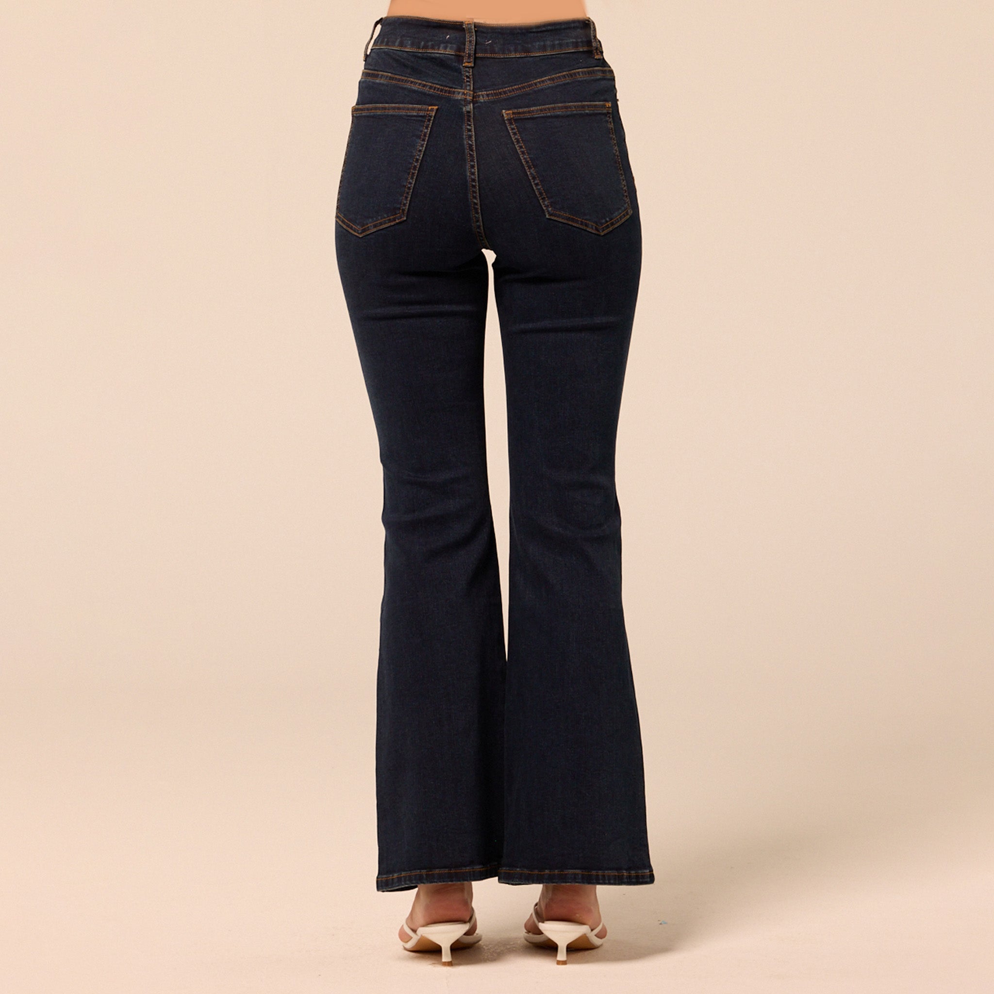 Dark Blue Flare Jeans - shopaleena