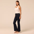 Dark Blue Flare Jeans - shopaleena