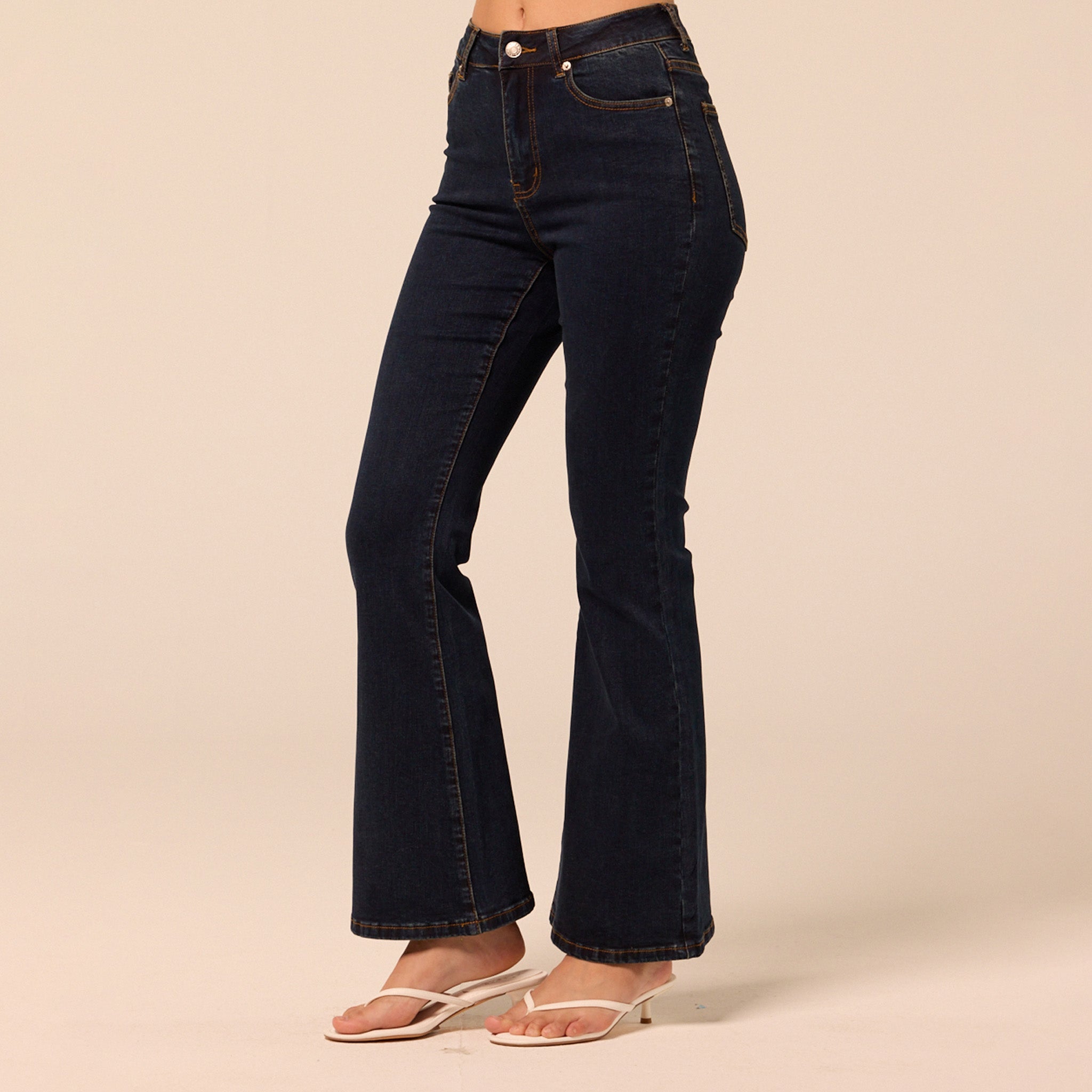 Dark Blue Flare Jeans - shopaleena