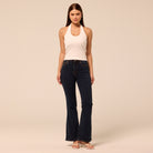 Dark Blue Flare Jeans - shopaleena
