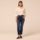 Dark Blue Straight Leg Jeans - shopaleena