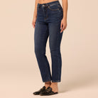 Dark Blue Straight Leg Jeans - shopaleena