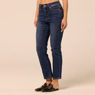 Dark Blue Straight Leg Jeans - shopaleena
