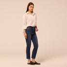 Dark Blue Straight Leg Jeans - shopaleena