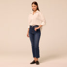 Dark Blue Straight Leg Jeans - shopaleena