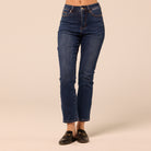 Dark Blue Straight Leg Jeans - shopaleena