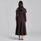 Dark Brown Dropped Shoulder Long Sleeve Top - shopaleena