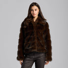 Dark Brown Faux Sable Fur Jacket - shopaleena