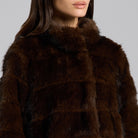 Dark Brown Faux Sable Fur Wide Collar Coat - shopaleena