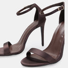 Dark Brown Satin High Heel Sandals - shopaleena
