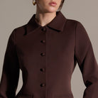 Dark Brown Twill Fitted Jacket - shopaleena