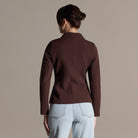 Dark Brown Twill Fitted Jacket - shopaleena