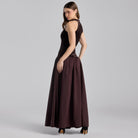 Dark Brown Velvet - Taffeta Halter Dress - shopaleena