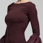 Dark Plum Fitted Gown With Extra Long Sleeves - shopaleena